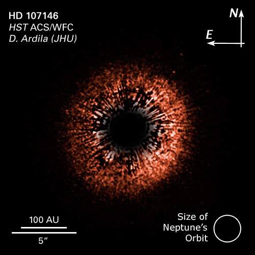 Planetary Debris Disk Encircling Yellow Dwarf Star HD 107146